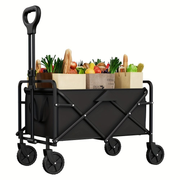 Darrahopens Outdoor Recreation > Camping > Camping Appliances 250KG Load Capacity 300L Large Capacity Heavy Duty Foldable Beach Car - All-Terrain Foldable Multi-Functional Handcart with Large Wheels, Side Pockets and Brakes - Durable Oxford Fabric and Stainless Steel Structure, Suitable for Camping, Garden, Sports a