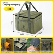 Darrahopens Outdoor Recreation > Camping > Camping Appliances 30L Collapsible Outdoor Tactical Organizer, Oxford Fabric Large Capacity Camping Gear Storage Bin with Waterproof PVC Base & Hanging Webbing for Picnic, Hiking, Camping & Kitchen Utensils, Green 38 x 26 x 30cm
