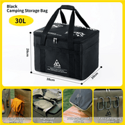 Darrahopens Outdoor Recreation > Camping > Camping Appliances 30L Collapsible Outdoor Tactical Organizer, Oxford Fabric Large Capacity Camping Gear Storage Bin with Waterproof PVC Base & Hanging Webbing for Picnic, Hiking, Camping & Kitchen Utensils, Black 38 x 26 x 30cm