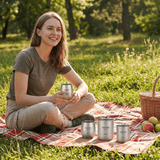 Darrahopens Outdoor Recreation > Camping > Camping Appliances 4-Piece Pure Titanium Cup Set – Double-Walled, Lightweight, Stackable Outdoor Drinking Cups for Camping, Hiking, Travel and Office Use (Gray)