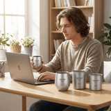 Darrahopens Outdoor Recreation > Camping > Camping Appliances 4-Piece Pure Titanium Cup Set – Double-Walled, Lightweight, Stackable Outdoor Drinking Cups for Camping, Hiking, Travel and Office Use (Gray)