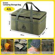 Darrahopens Outdoor Recreation > Camping > Camping Appliances 42L Collapsible Outdoor Tactical Organizer, Oxford Fabric Large Capacity Camping Gear Storage Bin with Waterproof PVC Base & Hanging Webbing for Picnic, Hiking, Camping & Kitchen Utensils, Green 38 x 26 x 30cm
