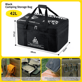 Darrahopens Outdoor Recreation > Camping > Camping Appliances 42L Collapsible Outdoor Tactical Organizer, Oxford Fabric Large Capacity Camping Gear Storage Bin with Waterproof PVC Base & Hanging Webbing for Picnic, Hiking, Camping & Kitchen Utensils, Black 48 x 27 x 33cm