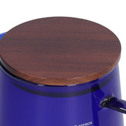 Darrahopens Outdoor Recreation > Camping > Camping Appliances 500ml Heat Resistant Coffee Server with Wooden Lid Household Tea Kettle for Home OfficeBlue In Australia - Darrahopens