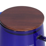 Darrahopens Outdoor Recreation > Camping > Camping Appliances 500ml Heat Resistant Coffee Server with Wooden Lid Household Tea Kettle for Home OfficeBlue In Australia - Darrahopens