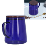 Darrahopens Outdoor Recreation > Camping > Camping Appliances 500ml Heat Resistant Coffee Server with Wooden Lid Household Tea Kettle for Home OfficeBlue In Australia - Darrahopens