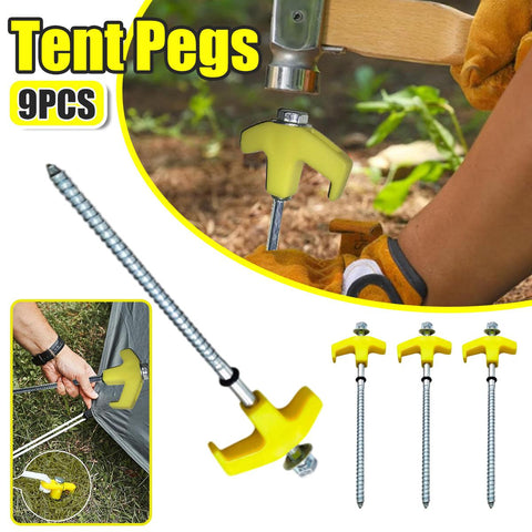 Darrahopens Outdoor Recreation > Camping > Camping Appliances 9PCS High Strength Carbon Steel Tent Stakes Outdoor Camping Pegs M8x200 Durable