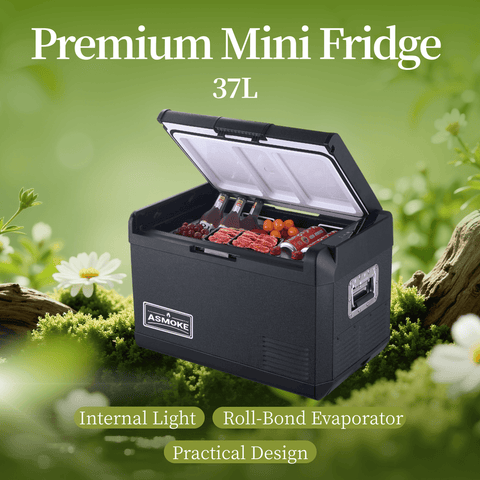 Darrahopens Outdoor Recreation > Camping > Camping Appliances ASMOKE Premium Mini Fridge | 37L Compact Refrigerator with Roll-Bond Evaporator & Internal Light