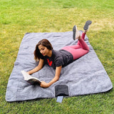 Darrahopens Outdoor Recreation > Camping > Camping Appliances Black and Grey 3-Layer Waterproof Outdoor Blanket – Portable, All-Weather Picnic & Camping Mat with Storage Pocket