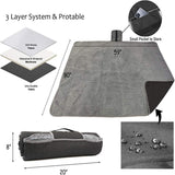 Darrahopens Outdoor Recreation > Camping > Camping Appliances Black and Grey 3-Layer Waterproof Outdoor Blanket – Portable, All-Weather Picnic & Camping Mat with Storage Pocket