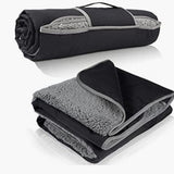 Darrahopens Outdoor Recreation > Camping > Camping Appliances Black and Grey 3-Layer Waterproof Outdoor Blanket – Portable, All-Weather Picnic & Camping Mat with Storage Pocket
