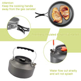 Darrahopens Outdoor Recreation > Camping > Camping Appliances Black Camping Cookware Set for 2–3 People – Portable Outdoor Cooking Pot, Frying Pan & 1.1L Kettle Kit with Stainless Steel Plates, Cups & Cutlery, Lightweight Non-Stick Camping Cook Set for Hiking, Picnic, Backpacking & RV Travel