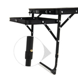 Darrahopens Outdoor Recreation > Camping > Camping Appliances Black Portable Camping Table Heat Resistant Steel Mesh Top Foldable BBQ Desk with Side Wings Adjustable Height Aluminium Frame for Outdoor Picnic
