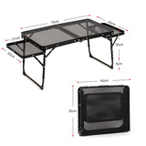 Darrahopens Outdoor Recreation > Camping > Camping Appliances Black Portable Camping Table Heat Resistant Steel Mesh Top Foldable BBQ Desk with Side Wings Adjustable Height Aluminium Frame for Outdoor Picnic