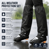Black Waterproof Rain Leg Covers and Long Half Rain Pants, Quick Pull-On with Adjustable Elastic Top & Snap Closure Cuffs – Lightweight & Reusable, Windproof & Mudproof for Commuting, Cycling, Garden and Outdoor Activities (1 Pair 4XL)