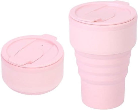 Darrahopens Outdoor Recreation > Camping > Camping Appliances Collapsible Silicone Camping Mug – 385ml – Travel and Drinking Mug with Lid, Dishwasher Safe – Ideal for Camping, Hiking and Office (Pink)