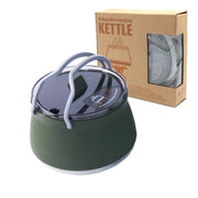 Darrahopens Outdoor Recreation > Camping > Camping Appliances Dark Green 1L Portable Collapsible Camping Kettle - Food-Grade Silicone Body with 304 Stainless Steel Base, Compatible with Induction & Gas Stoves
