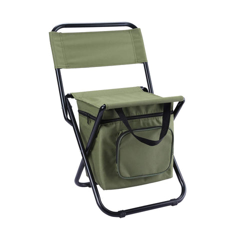Darrahopens Outdoor Recreation > Camping > Camping Appliances Foldable Camping Chair with Integrated 10L Insulated Cooler Bag - Army Green