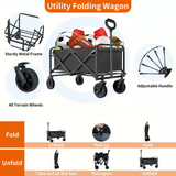 Darrahopens Outdoor Recreation > Camping > Camping Appliances Foldable Shopping Cart, made of 600D waterproof Oxford fabric, equipped with all-terrain silent wheels. Suitable for beach/groceries/garden/shopping trips. A portable shopping cart with strong load-bearing capacity.