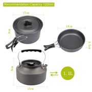 Darrahopens Outdoor Recreation > Camping > Camping Appliances Green Camping Cookware Set for 2–3 People – Portable Outdoor Cooking Pot, Frying Pan & 1.1L Kettle Kit with Stainless Steel Plates, Cups & Cutlery, Lightweight Non-Stick Camping Cook Set for Hiking, Picnic, Backpacking & RV Travel