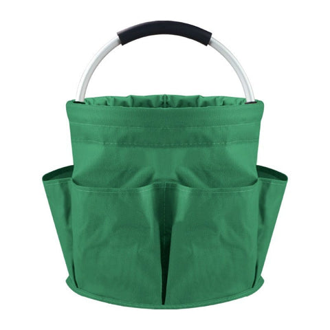 Darrahopens Outdoor Recreation > Camping > Camping Appliances Green Foldable Oxford Cloth Round Picnic Basket with Padded Metal Handle - 6 Pocket Large Capacity Storage Tote for Outdoor Beach and Shopping
