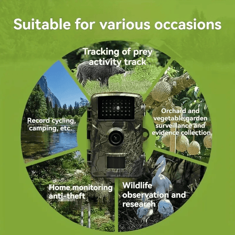 Darrahopens Outdoor Recreation > Camping > Camping Appliances Hiking and hunting camera with night vision function, high-definition, 0.8s trigger, 120 ° wide-angle lens, used for outdoor camping, wildlife monitoring, home security monitoring, orchard monitoring (battery not included)