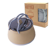 Darrahopens Outdoor Recreation > Camping > Camping Appliances Khaki 1L Portable Collapsible Camping Kettle - Food-Grade Silicone Body with 304 Stainless Steel Base, Compatible with Induction & Gas Stoves