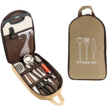 Darrahopens Outdoor Recreation > Camping > Camping Appliances Multi-Functional Outdoor Kitchen Utensil Organizer – Durable Travel Storage Bag with Elastic Straps, Mesh Pockets & Carry Handle, Compact Size (Khaki)