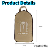 Darrahopens Outdoor Recreation > Camping > Camping Appliances Multi-Functional Outdoor Kitchen Utensil Organizer – Durable Travel Storage Bag with Elastic Straps, Mesh Pockets & Carry Handle, Compact Size (Khaki)
