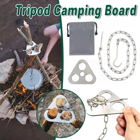 Darrahopens Outdoor Recreation > Camping > Camping Appliances Outdoor Bonfire Rack Hanging Pot Picnic Fire Stand Stainless Steel Portable Foldable Tripod