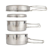 Darrahopens Outdoor Recreation > Camping > Camping Appliances pcs Stainless Steel Pots/Frying Pan/Lid for Outdoor Camping Cooking