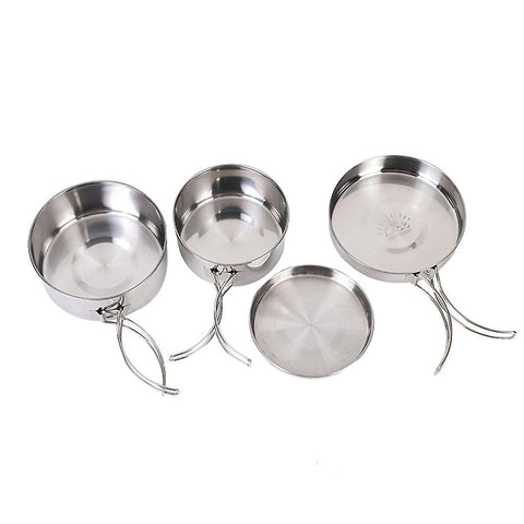 Darrahopens Outdoor Recreation > Camping > Camping Appliances pcs Stainless Steel Pots/Frying Pan/Lid for Outdoor Camping Cooking