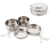 Darrahopens Outdoor Recreation > Camping > Camping Appliances pcs Stainless Steel Pots/Frying Pan/Lid for Outdoor Camping Cooking