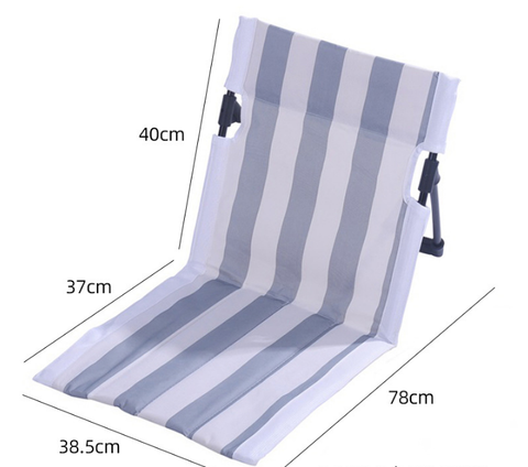 Darrahopens Outdoor Recreation > Camping > Camping Appliances Portable Folding Beach Ground Chair with Back Support Light Blue Striped Lightweight Padded Mat for Camping Picnics Festivals - Standard Model