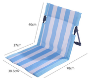 Darrahopens Outdoor Recreation > Camping > Camping Appliances Portable Folding Beach Ground Chair with Back Support Sky Blue Striped Lightweight Padded Mat for Camping Picnics Festivals - Standard Model