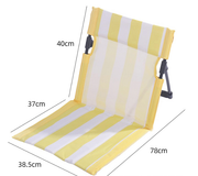 Darrahopens Outdoor Recreation > Camping > Camping Appliances Portable Folding Beach Ground Chair with Back Support Yellow Striped Lightweight Padded Mat for Camping Picnics Festivals - Standard Model
