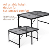 Darrahopens Outdoor Recreation > Camping > Camping Appliances Portable Folding Camping Table 60x40cm - Adjustable Height Heat Resistant Mesh Top - Lightweight Aluminum Outdoor BBQ & Picnic Stand