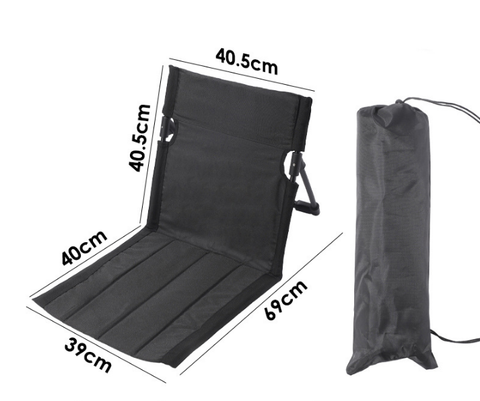 Darrahopens Outdoor Recreation > Camping > Camping Appliances Portable Folding Ground Chair with Back Support Lightweight 500g Padded Stadium Seat Beach Mat for Camping Picnics Festivals - Black
