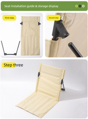 Darrahopens Outdoor Recreation > Camping > Camping Appliances Portable Folding Ground Chair with Back Support Lightweight 500g Padded Stadium Seat Beach Mat for Camping Picnics Festivals - Khaki