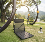 Darrahopens Outdoor Recreation > Camping > Camping Appliances Portable Ground Chair with Back Support - Foldable Outdoor Floor Seat with Sturdy Iron Frame - Black Oxford Fabric for Picnics, Festivals & Camping