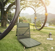 Darrahopens Outdoor Recreation > Camping > Camping Appliances Portable Ground Chair with Back Support - Foldable Outdoor Floor Seat with Sturdy Iron Frame - Dark Green Oxford Fabric for Picnics, Festivals & Camping