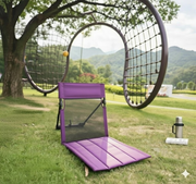 Darrahopens Outdoor Recreation > Camping > Camping Appliances Portable Ground Chair with Back Support - Foldable Outdoor Floor Seat with Sturdy Iron Frame - Purple Oxford Fabric for Picnics, Festivals & Camping