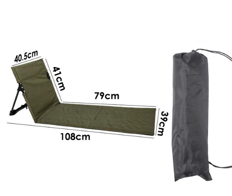 Darrahopens Outdoor Recreation > Camping > Camping Appliances Portable Outdoor Folding Ground Chair with Back Support (Extra Long Dark Green) - Lightweight Padded Beach Mat & Picnic Seat for Camping, Festivals & Parks
