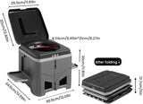 Portable Travel Toilet with Integrated Dual Storage Wings & Odor-Proof Lid – Ergonomic Reusable Foldable Commode with 12.7cm Folding Height for Car Travel & Outdoor Use (Black Grey)