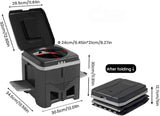 Portable Travel Toilet with Integrated Dual Storage Wings & Odor-Proof Lid – Ergonomic Reusable Foldable Commode with 12.7cm Folding Height for Car Travel & Outdoor Use (Black)
