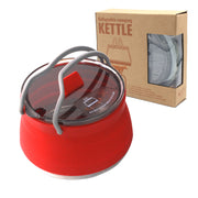 Darrahopens Outdoor Recreation > Camping > Camping Appliances Red 1L Portable Collapsible Camping Kettle - Food-Grade Silicone Body with 304 Stainless Steel Base, Compatible with Induction & Gas Stoves