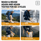 Darrahopens Outdoor Recreation > Camping > Camping Appliances Thickened Waterproof Silicone Rain Shoe Covers and USB Powered Telescopic 3-Setting Timer Shoe Dryer Set for Rainy Season Commuting Camping Hiking Use, Reusable Non-Slip Overshoes with Double Buckle Closure, Khaki Orange Blocking, 2XL Size (EU 43-45)