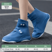 Darrahopens Outdoor Recreation > Camping > Camping Appliances Thickened Waterproof Silicone Rain Shoe Covers with Adjustable Double Buckle Closure, Durable Non-Slip Reusable Overshoes for Men and Women Hiking Camping Daily Use, Blue White Blocking, M Size (EU 34-36)