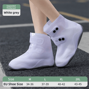 Darrahopens Outdoor Recreation > Camping > Camping Appliances Thickened Waterproof Silicone Rain Shoe Covers with Adjustable Double Buckle Closure, Durable Non-Slip Reusable Overshoes for Men and Women Hiking Camping Daily Use, Grey White Blocking, M Size (EU 34-36)