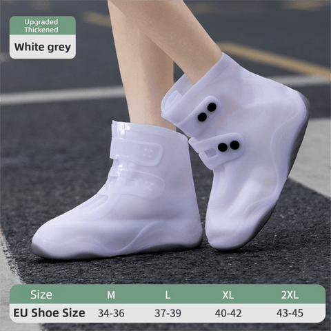Darrahopens Outdoor Recreation > Camping > Camping Appliances Thickened Waterproof Silicone Rain Shoe Covers with Adjustable Double Buckle Closure, Durable Non-Slip Reusable Overshoes for Men and Women Hiking Camping Daily Use, Grey White Blocking, 2XL Size (EU 43-45)